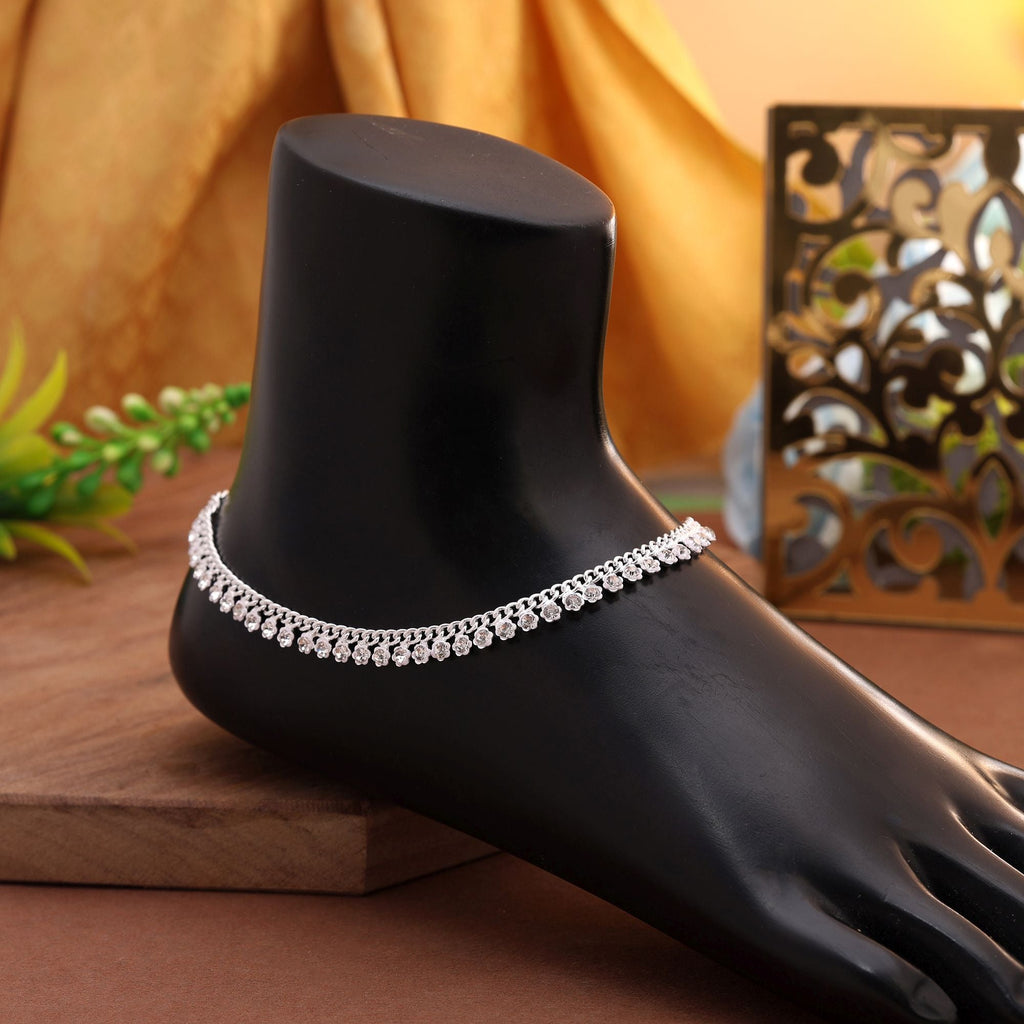 Classic Detailed Silver Ethnic Anklet