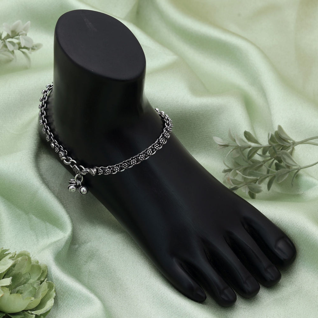 Silver Color Oxidised Anklet (Tribal)
