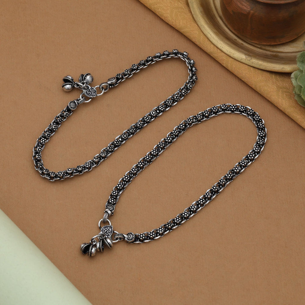 Silver Color Oxidised Anklet (Tribal)