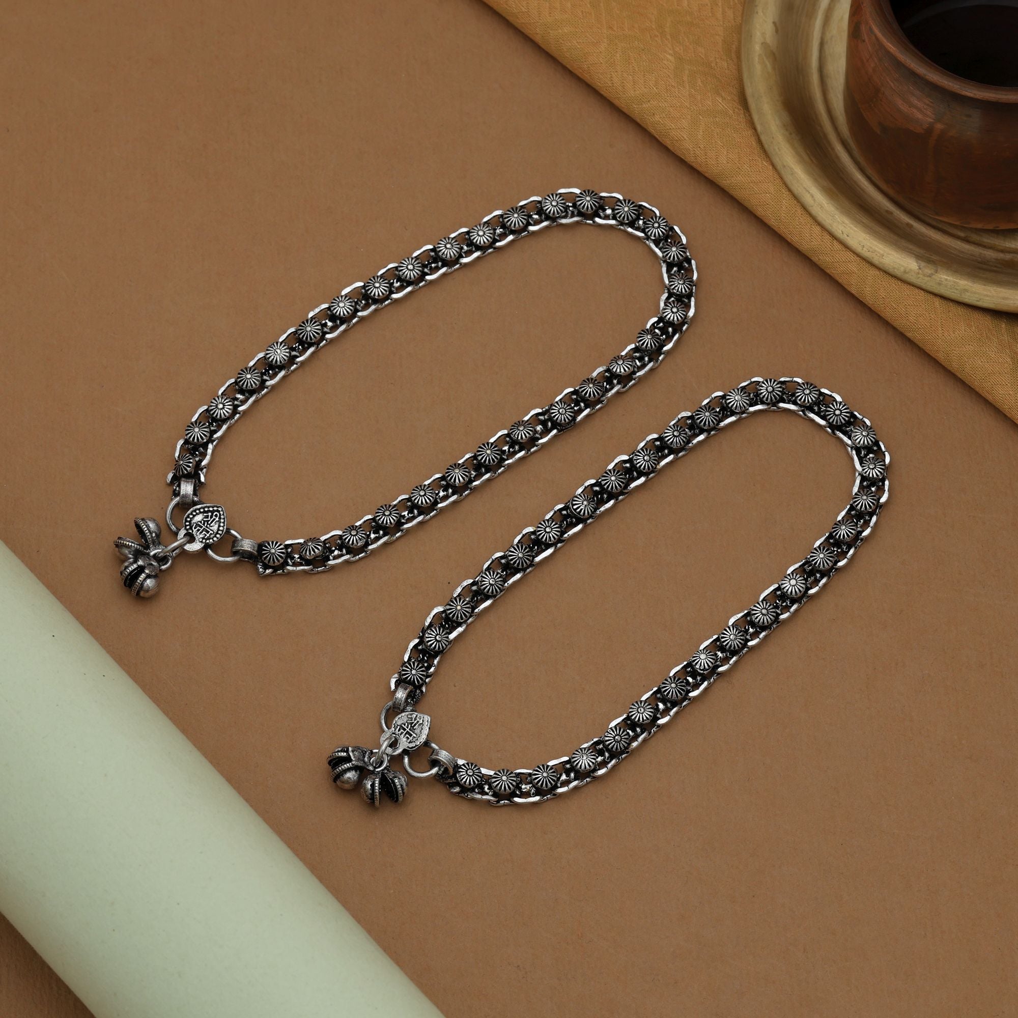 Silver Color Oxidised Anklet (Festive)
