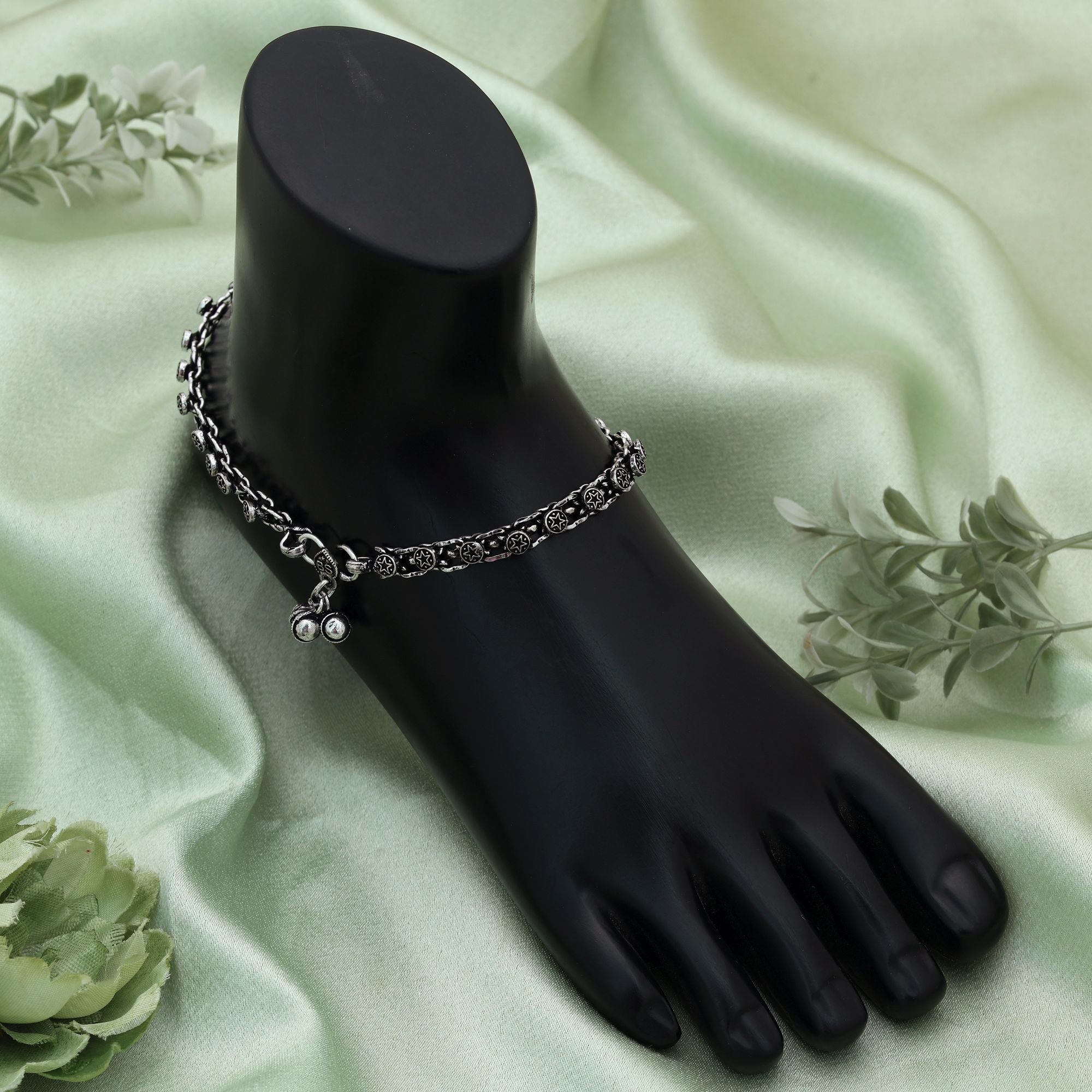 Silver Color Oxidised Anklet (Traditional)