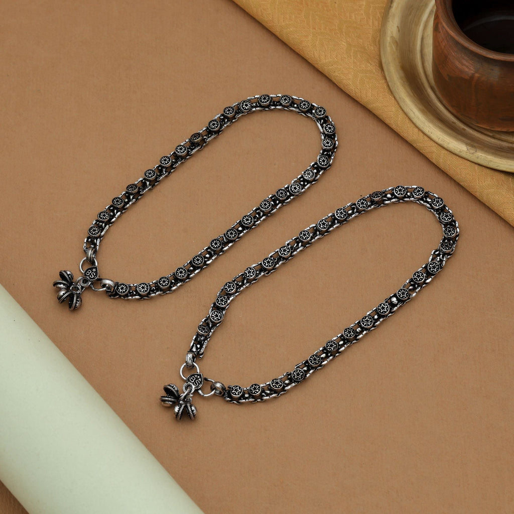 Silver Color Oxidised Anklet (Traditional)