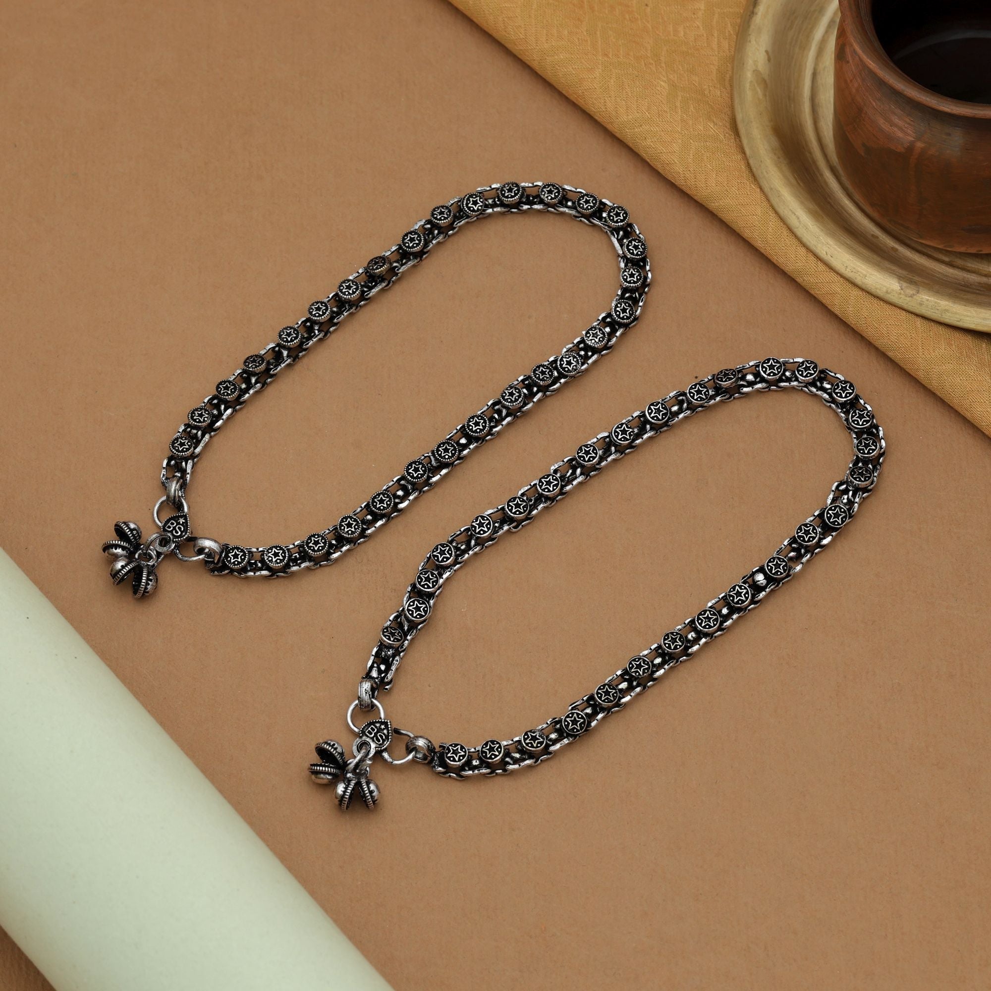 Silver Color Oxidised Anklet (Traditional)