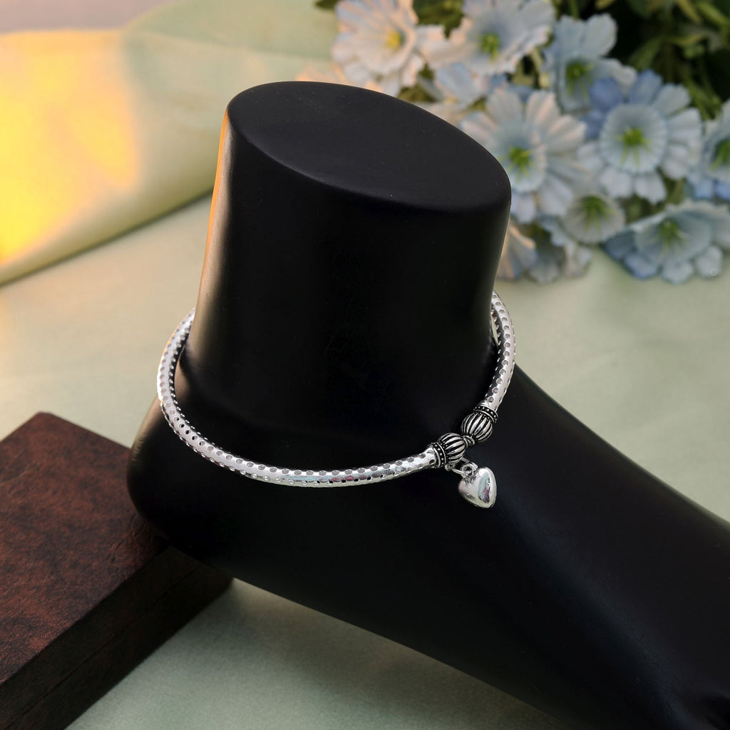 Silver Oxidised Anklet - Traditional Daily