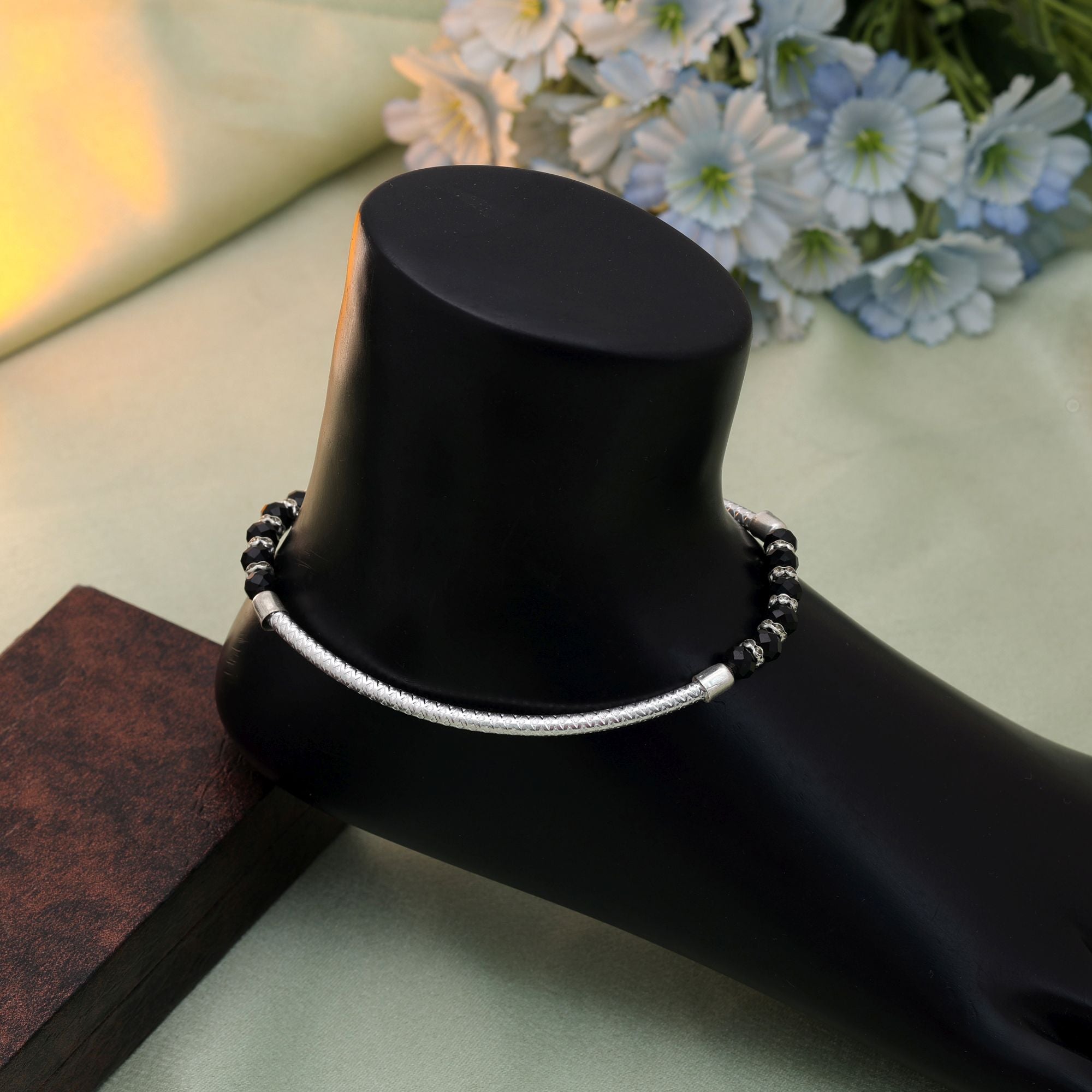 Black Oxidised Anklet - Boho Style