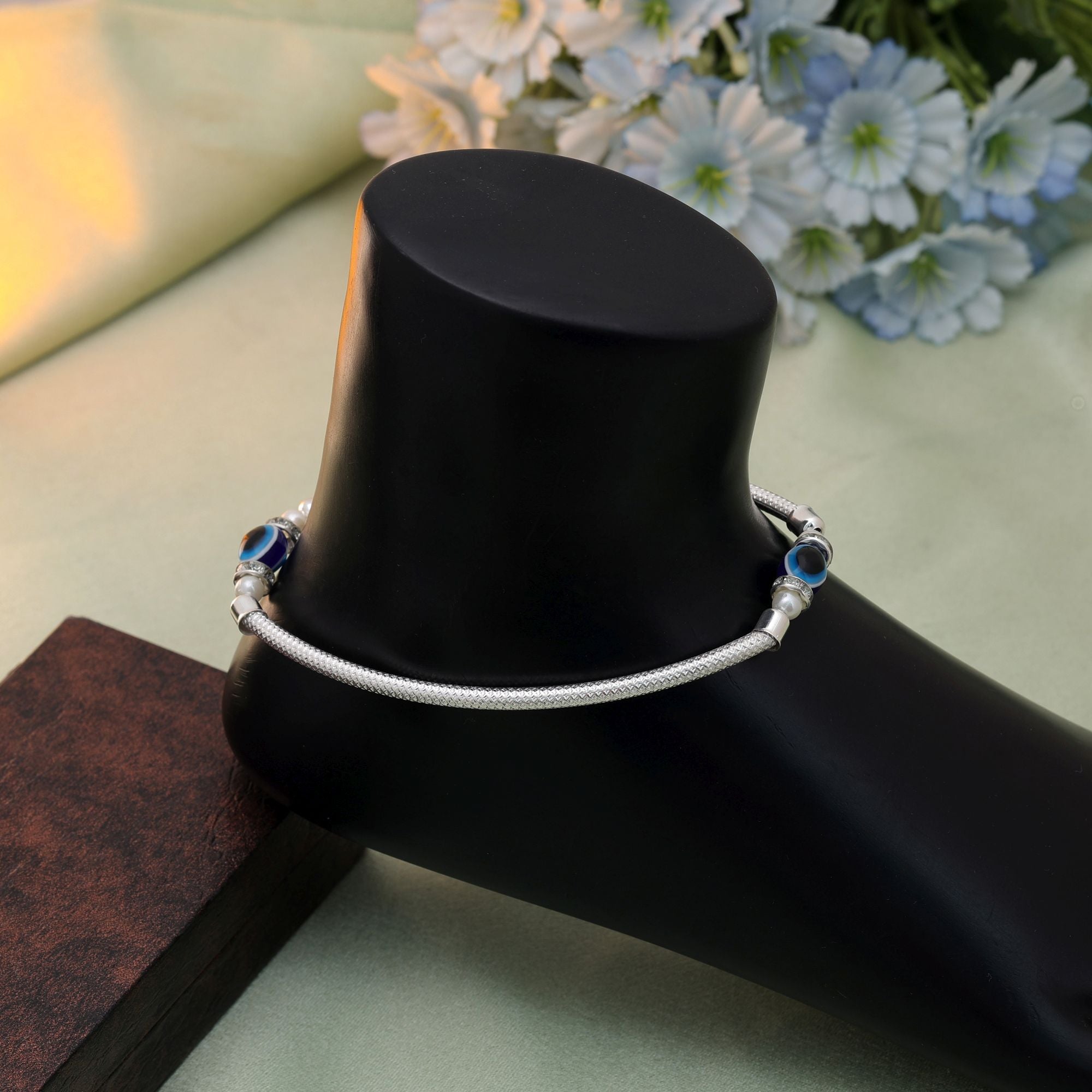 Blue Oxidised Anklet - Modern Ethnic