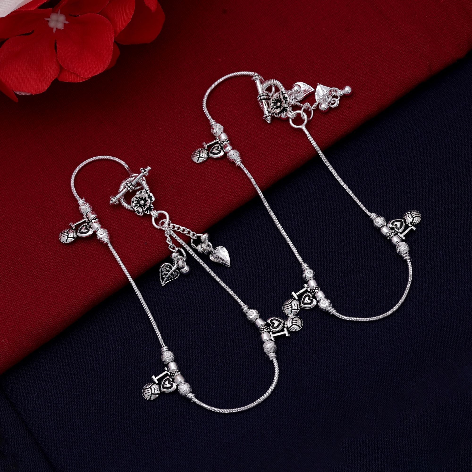 Silver Oxidised Anklet - Festive Occasion