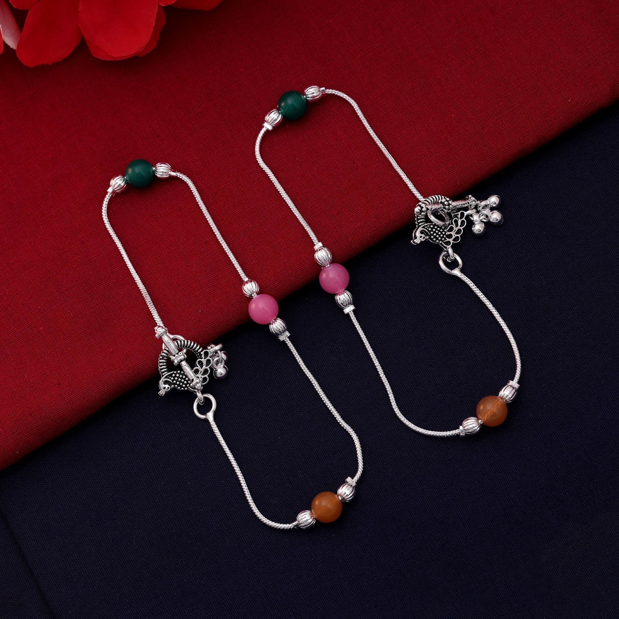 Multi-Color Oxidised Anklet - Daily Wear