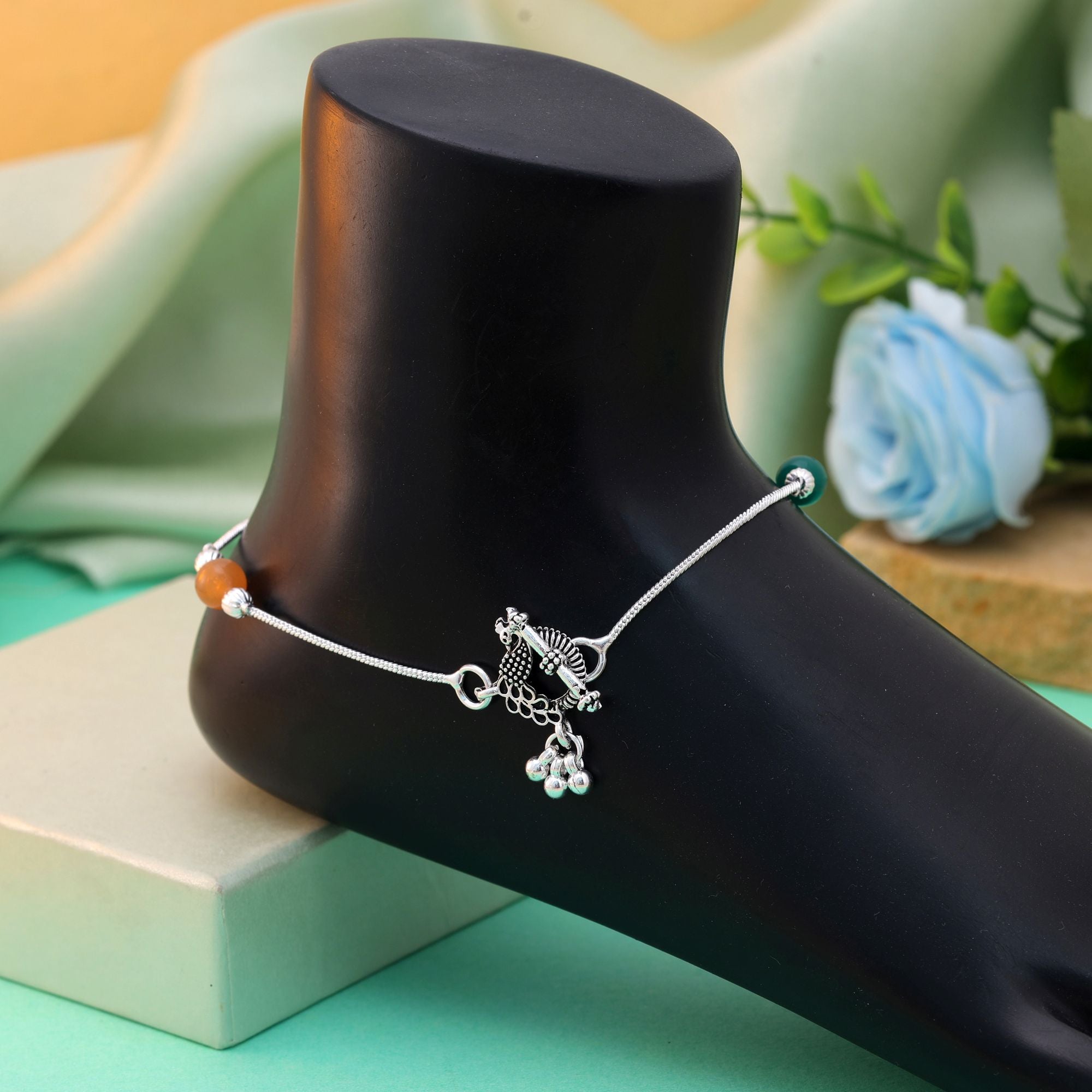 Multi-Color Oxidised Anklet - Daily Wear
