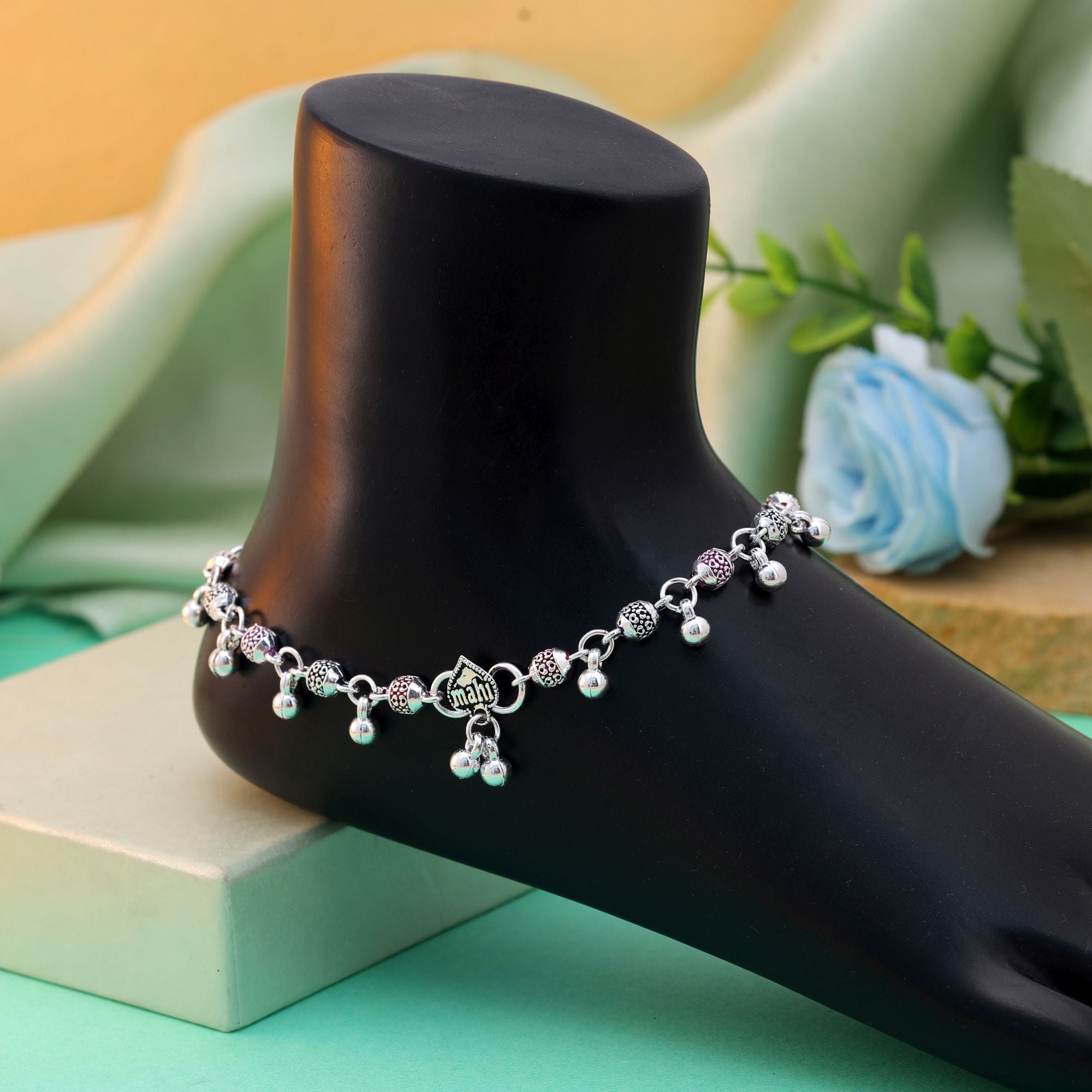 Multi-Color Oxidised Anklet - Party Styling