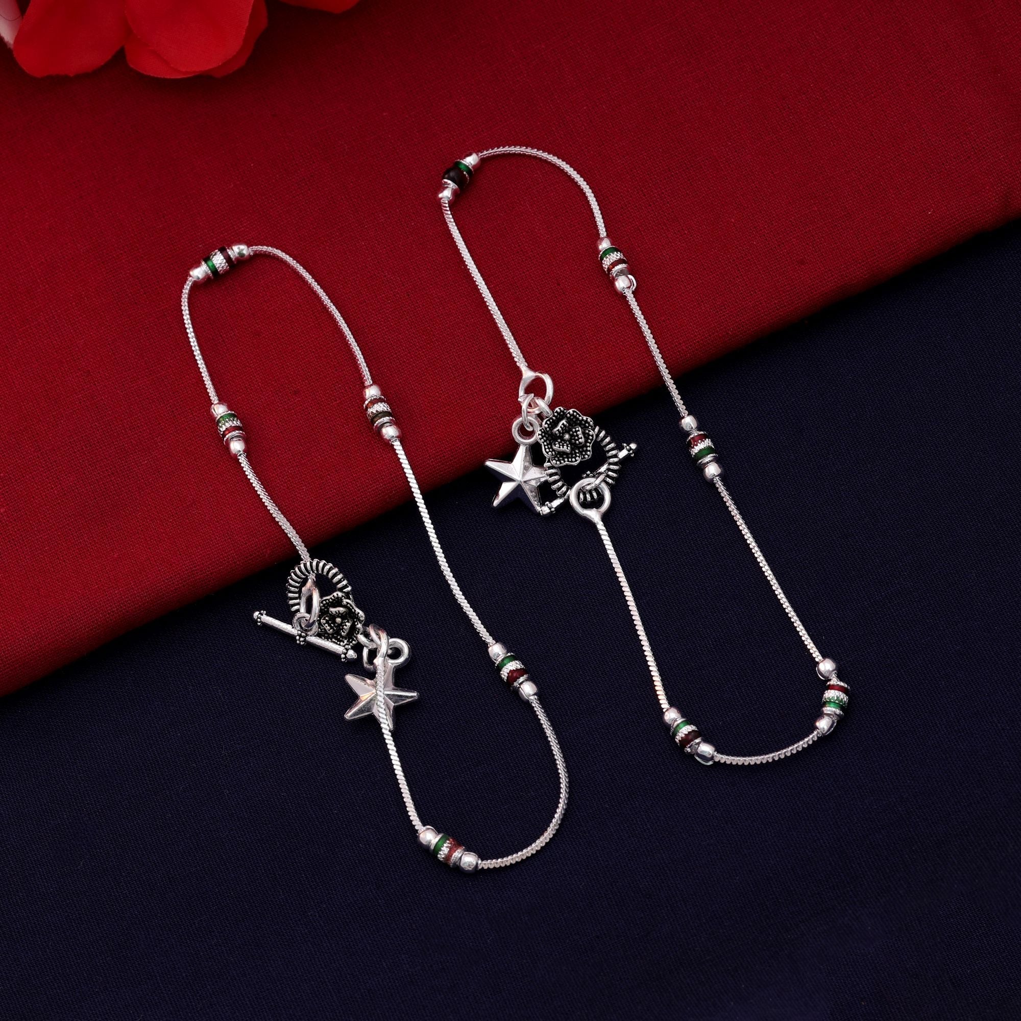 Multi-Color Oxidised Anklet - Ethnic Wear