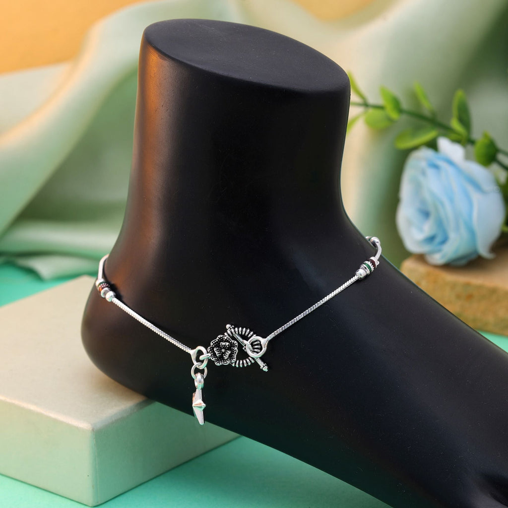 Multi-Color Oxidised Anklet - Ethnic Wear
