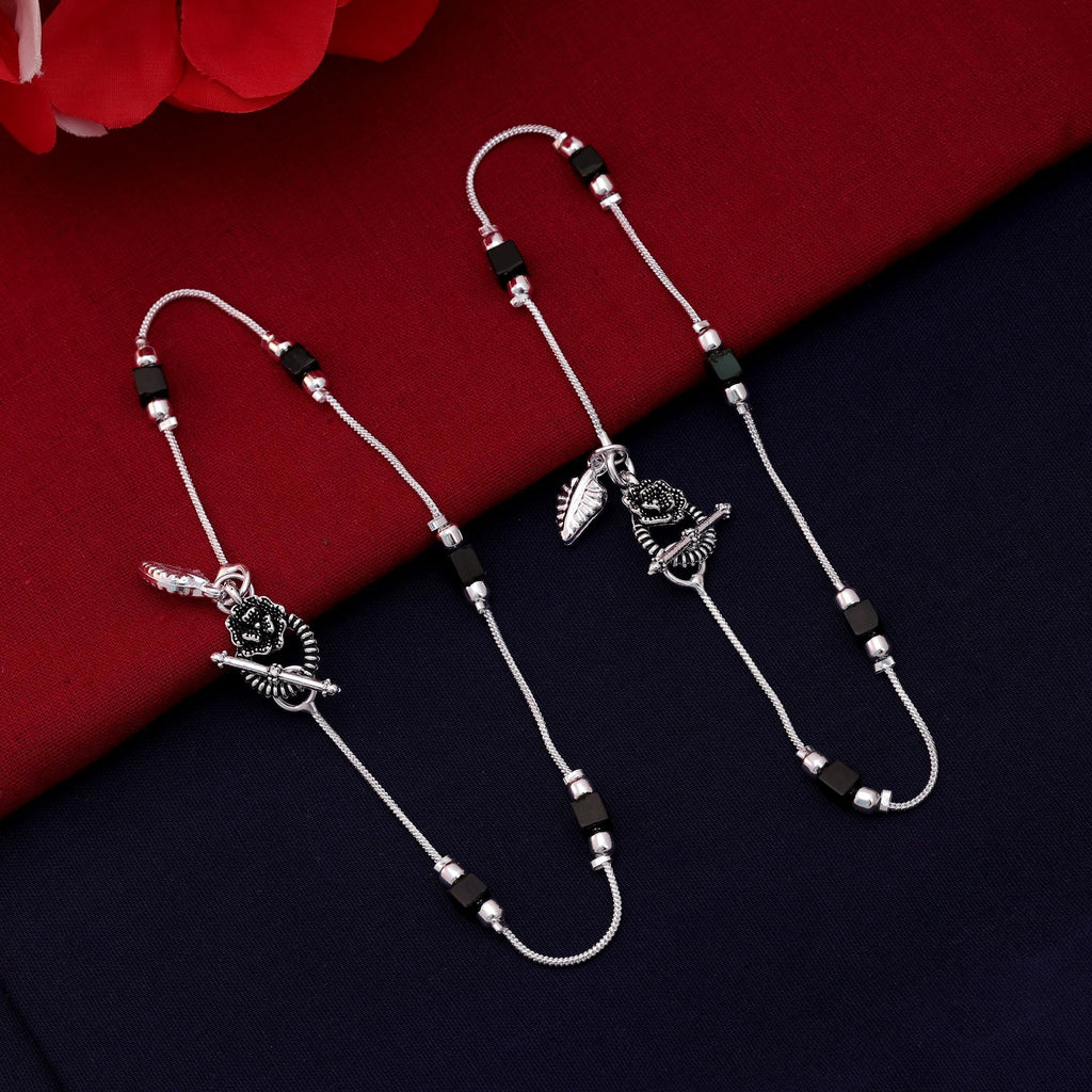 Black Oxidised Anklet - Stylish Modern
