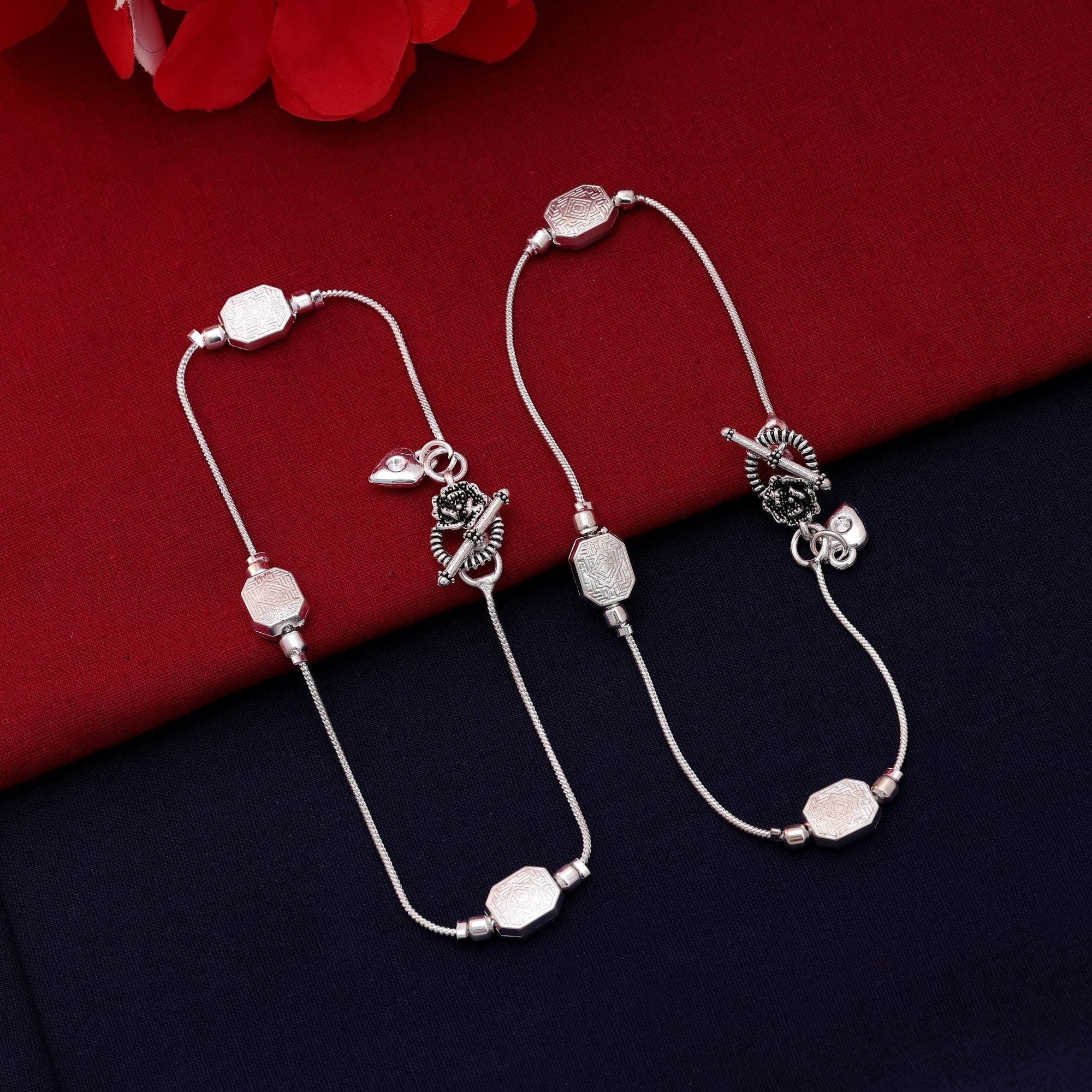 Silver Oxidised Anklet - Traditional Party