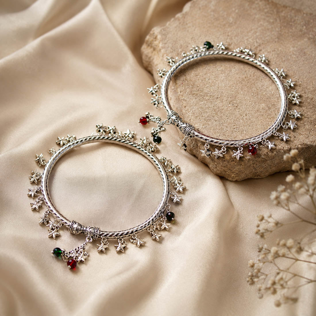 Attractive Silver Color Oxidised Anklet Perfect For Bridal Wear, Parties