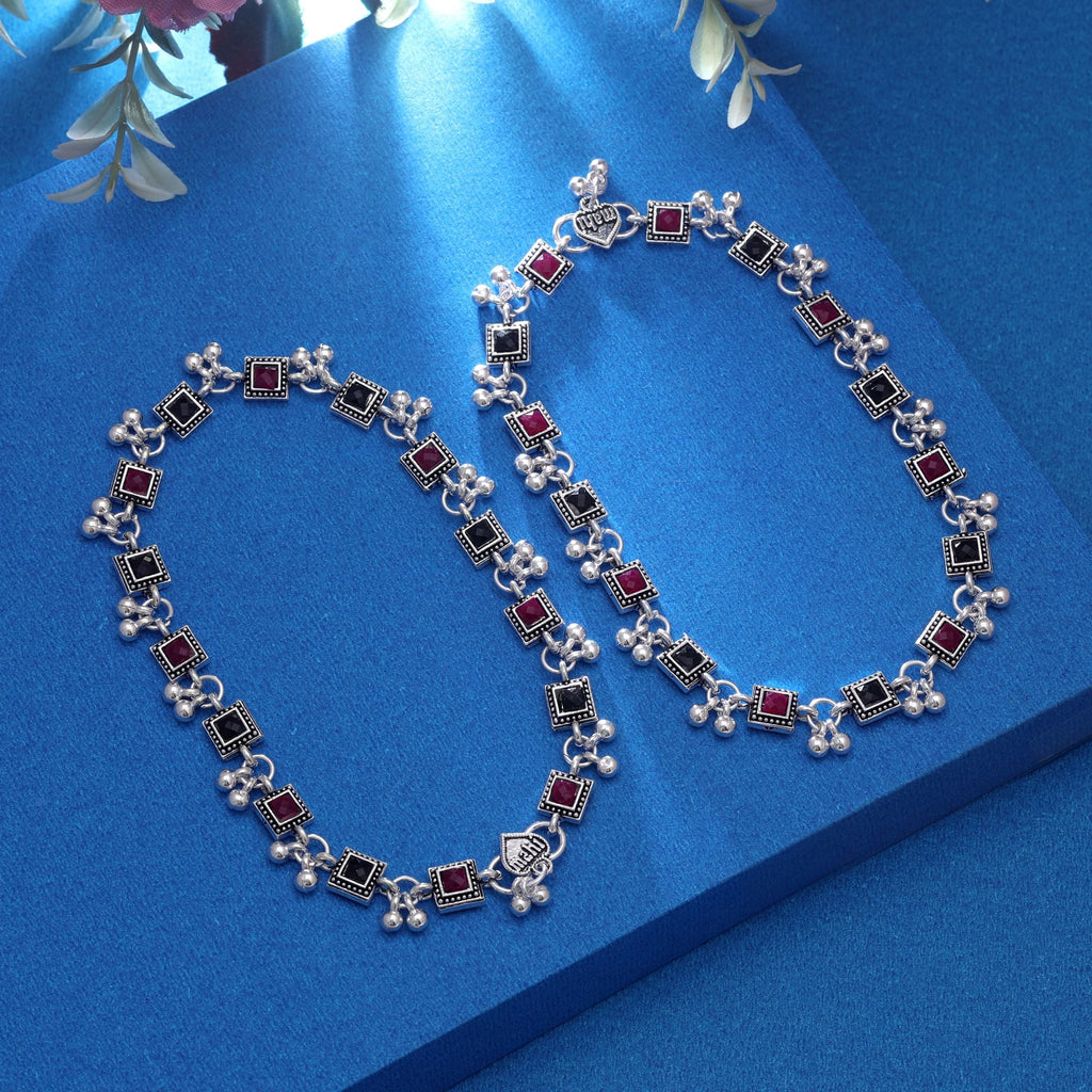 Rani & Green Oxidised Anklet – Ethnic Charm