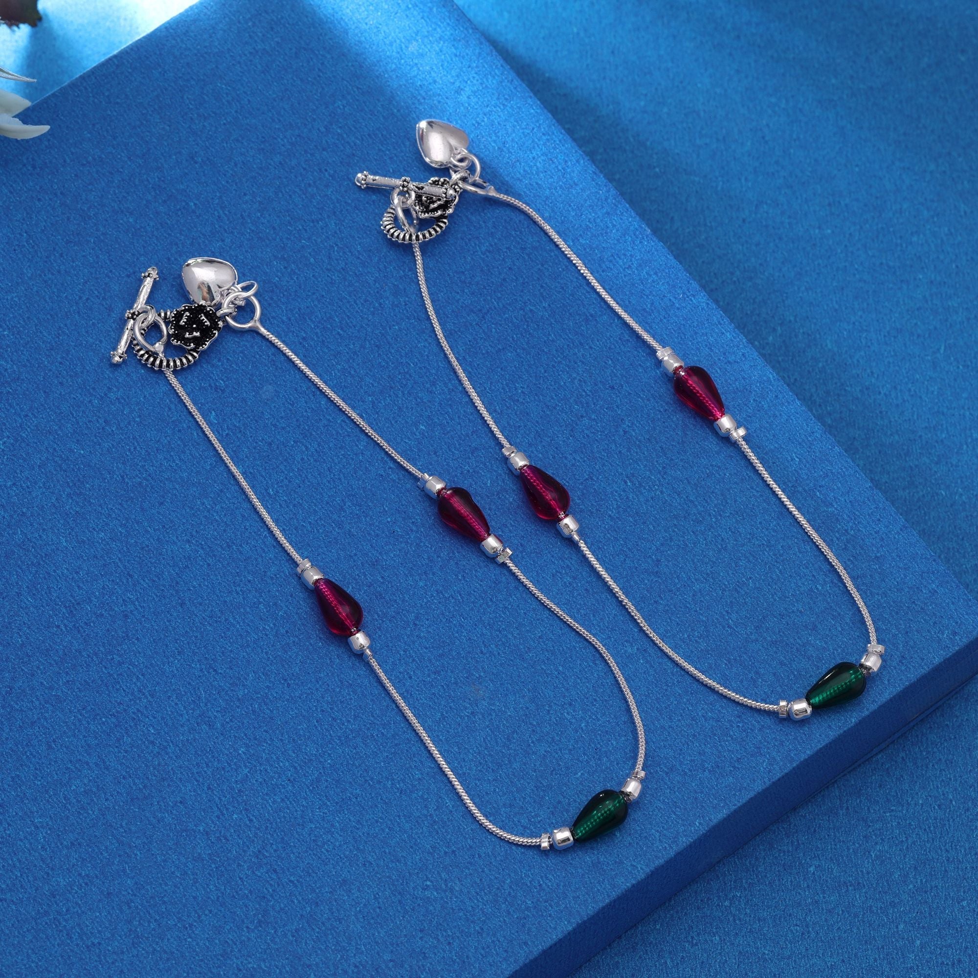 Rani & Green Oxidised Anklet – Festive Wear