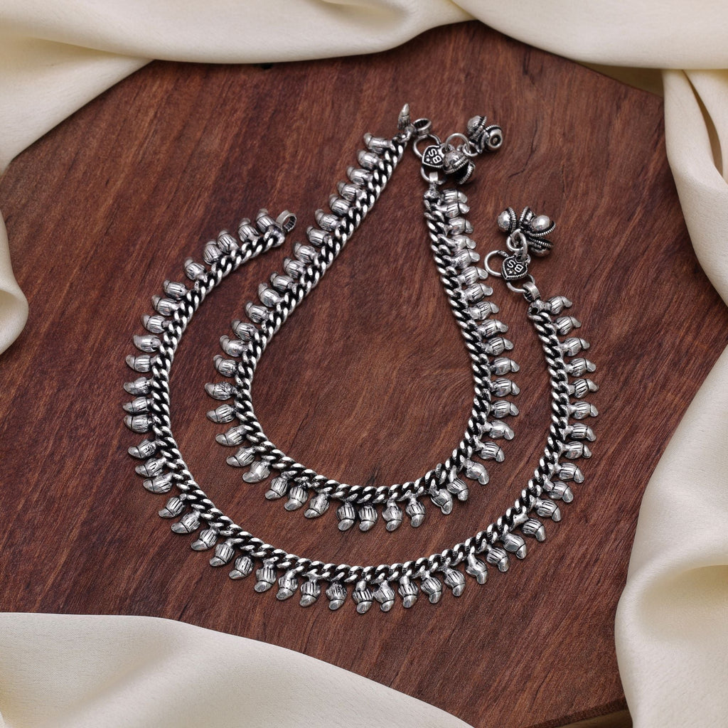 Silver Color Oxidised Anklet Traditional Ethnic Design