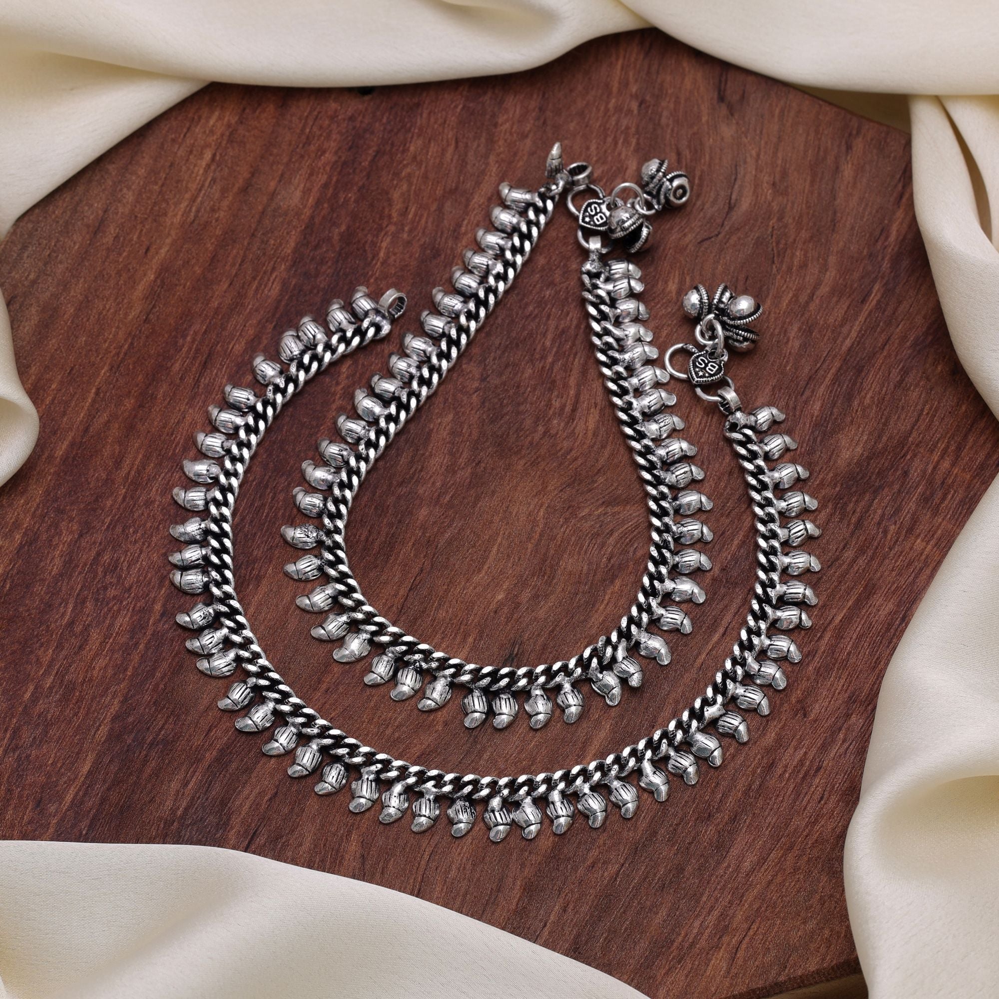 Silver Color Oxidised Anklet Traditional Ethnic Design