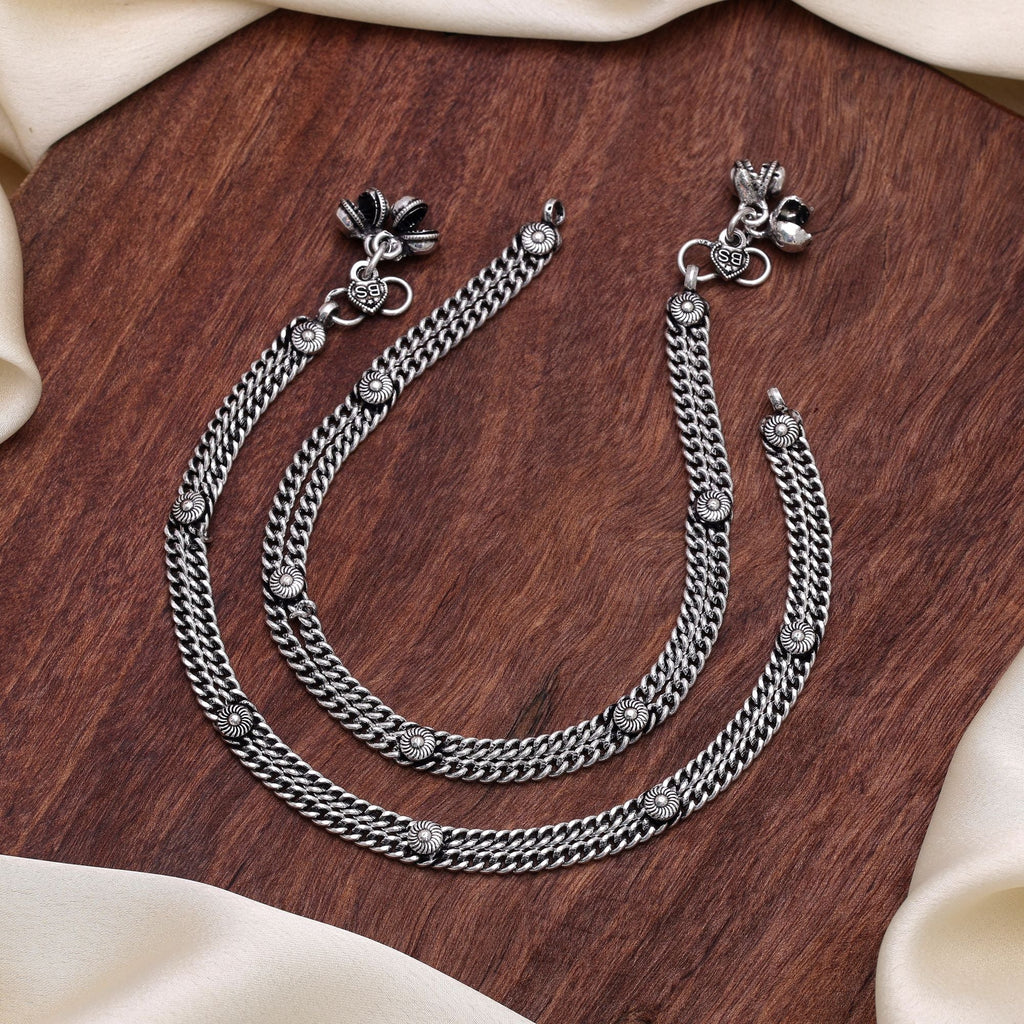 Silver Color Oxidised Anklet Handmade Festive Style