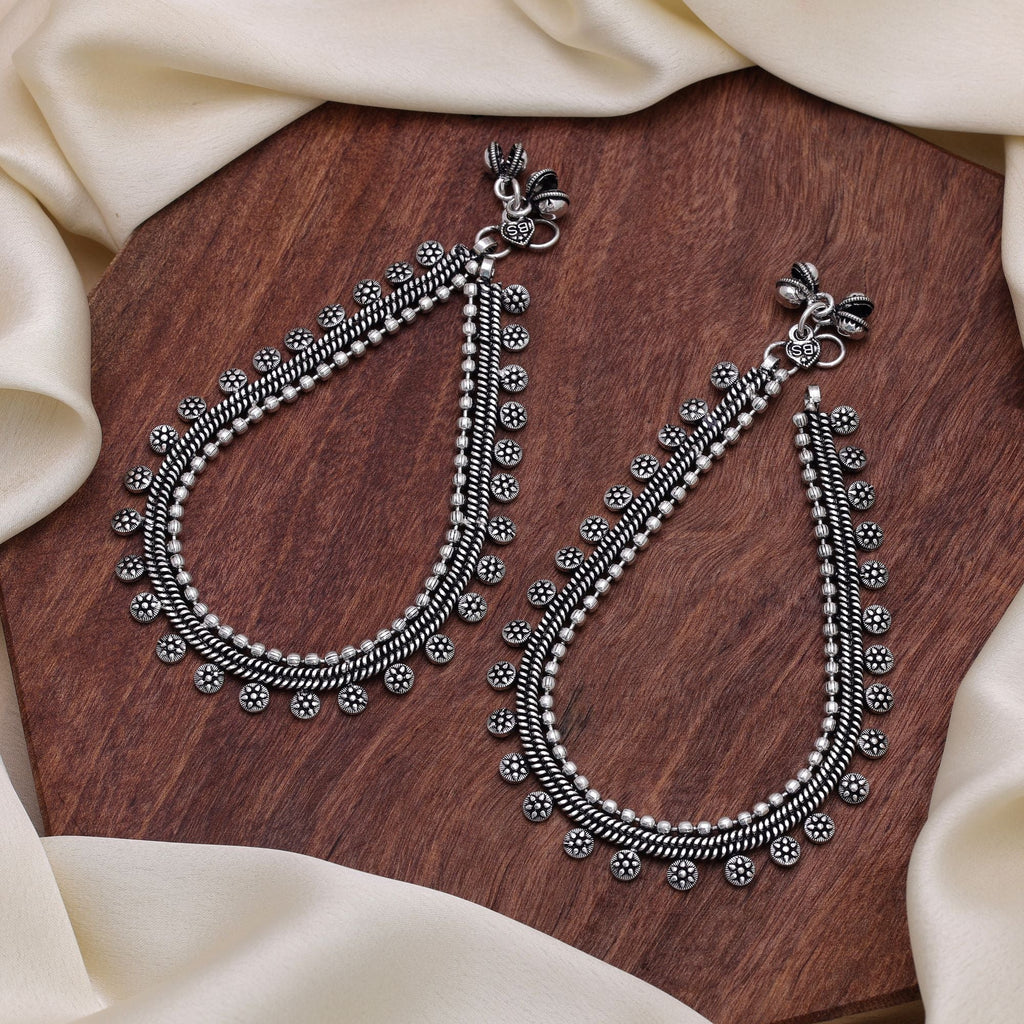 Silver Color Oxidised Anklet Traditional Jewelry Style