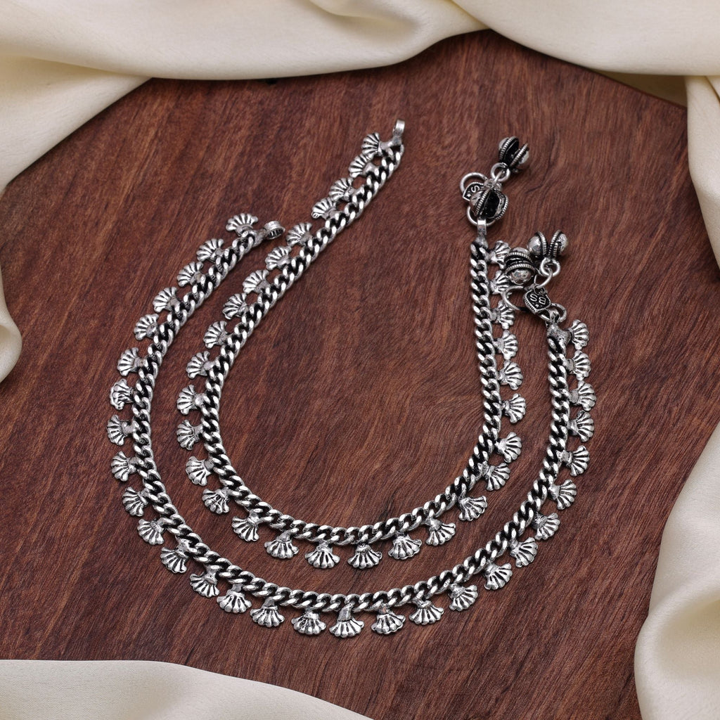 Silver Color Oxidised Anklet Designer Fashion Look
