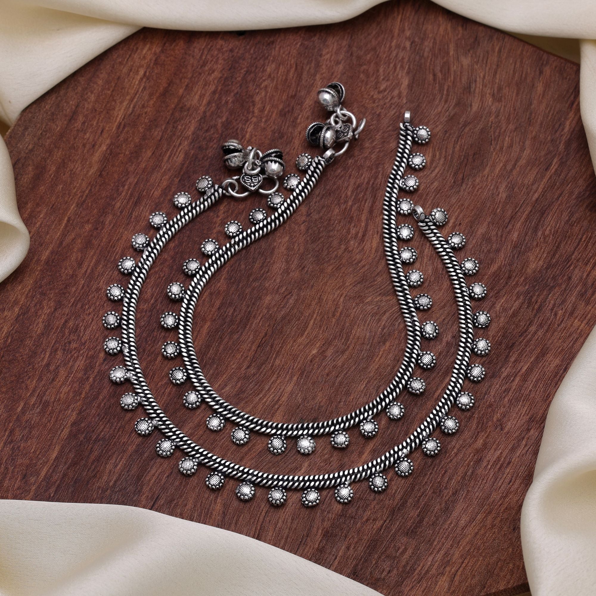 Silver Color Oxidised Anklet Handmade Traditional Finish