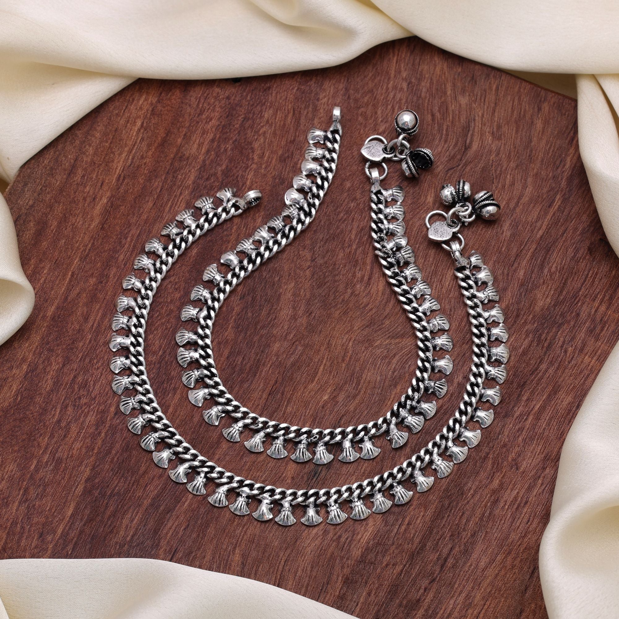 Silver Color Oxidised Anklet Traditional Designer Finish