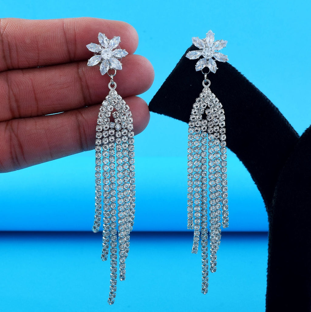 Stylish Silver Color Anti Tarnish Earrings Crafted with Premium Handmade Finish for Festive Wear