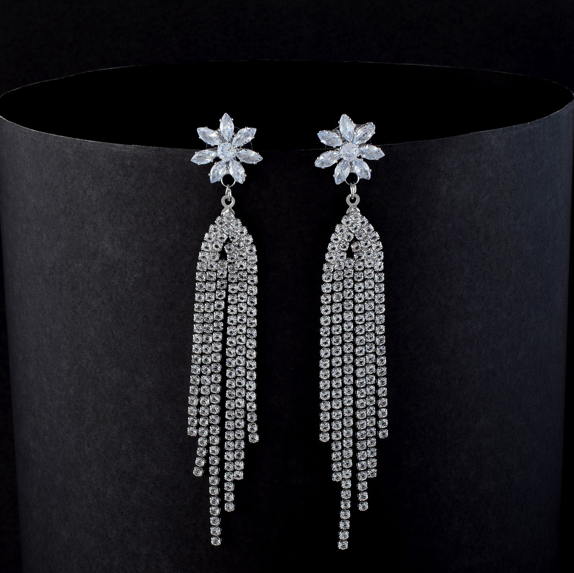 Stylish Silver Color Anti Tarnish Earrings Crafted with Premium Handmade Finish for Festive Wear