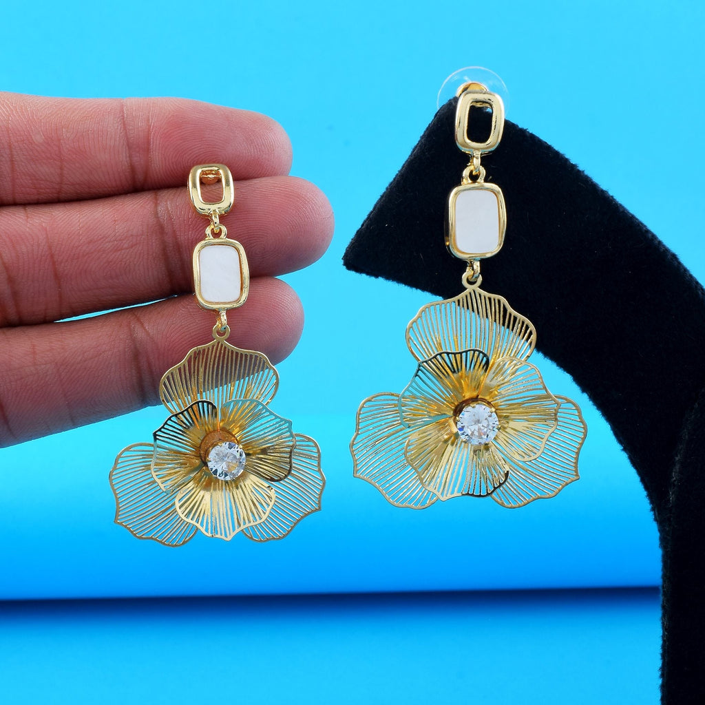 Classic Gold Color Anti Tarnish Earrings Designed for Bridal Wear and Indian Cultural Outfits