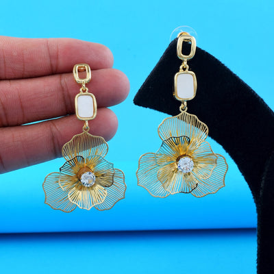 Classic Gold Color Anti Tarnish Earrings Designed for Bridal Wear and Indian Cultural Outfits
