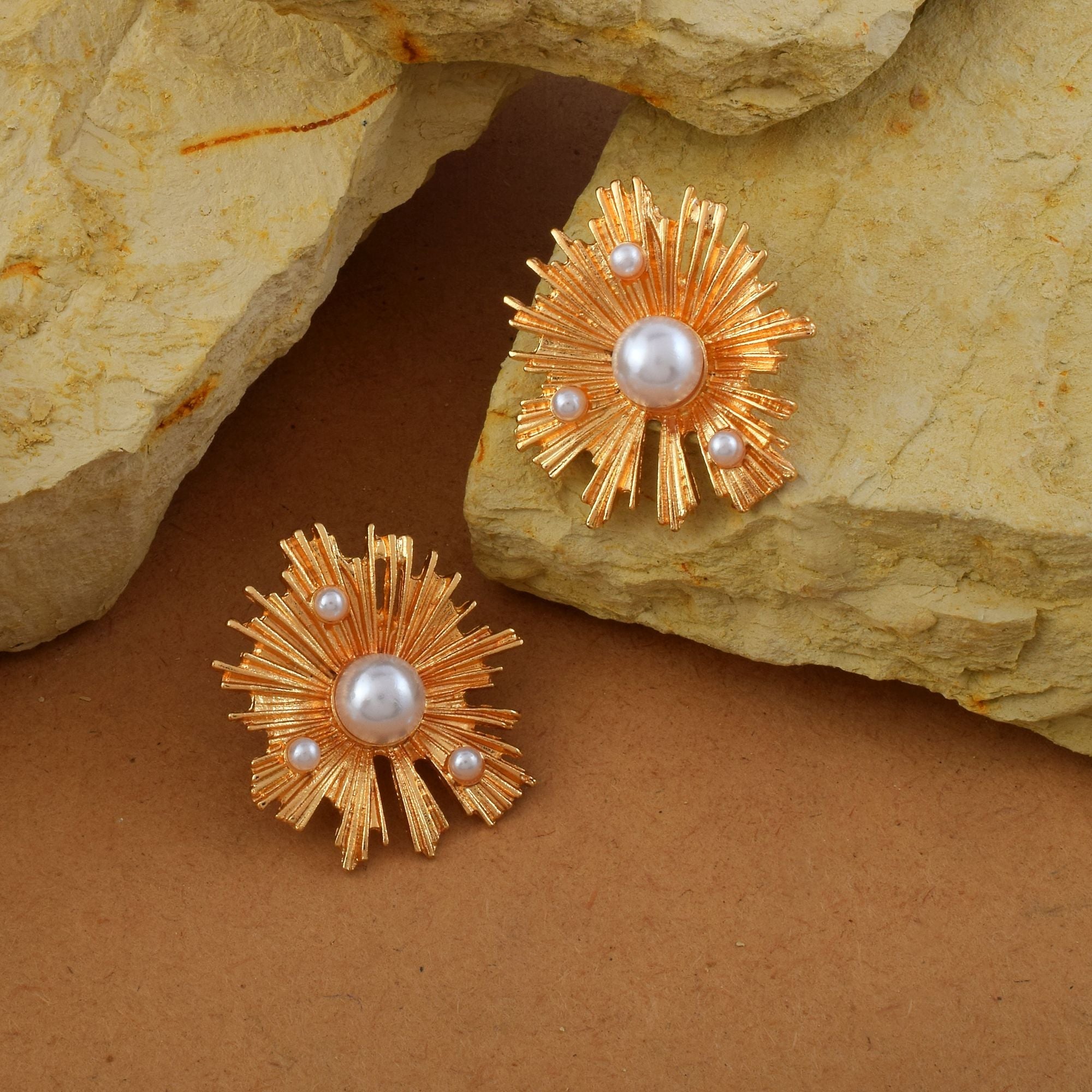 Beautiful Gold Color Anti Tarnish Earrings Crafted with Exquisite Handmade Work for Women’s Fashion