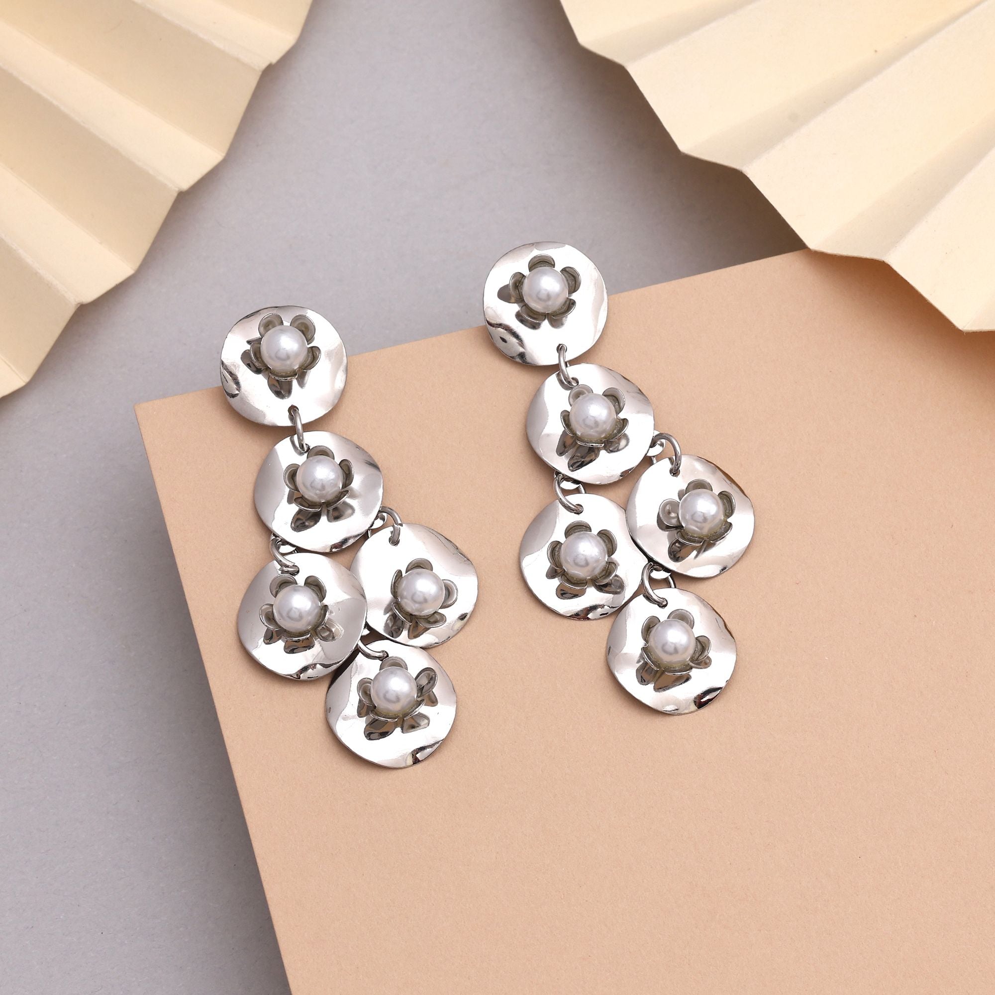 Stylish Silver Color Anti Tarnish Earrings With Subtle Shine For Modern Women