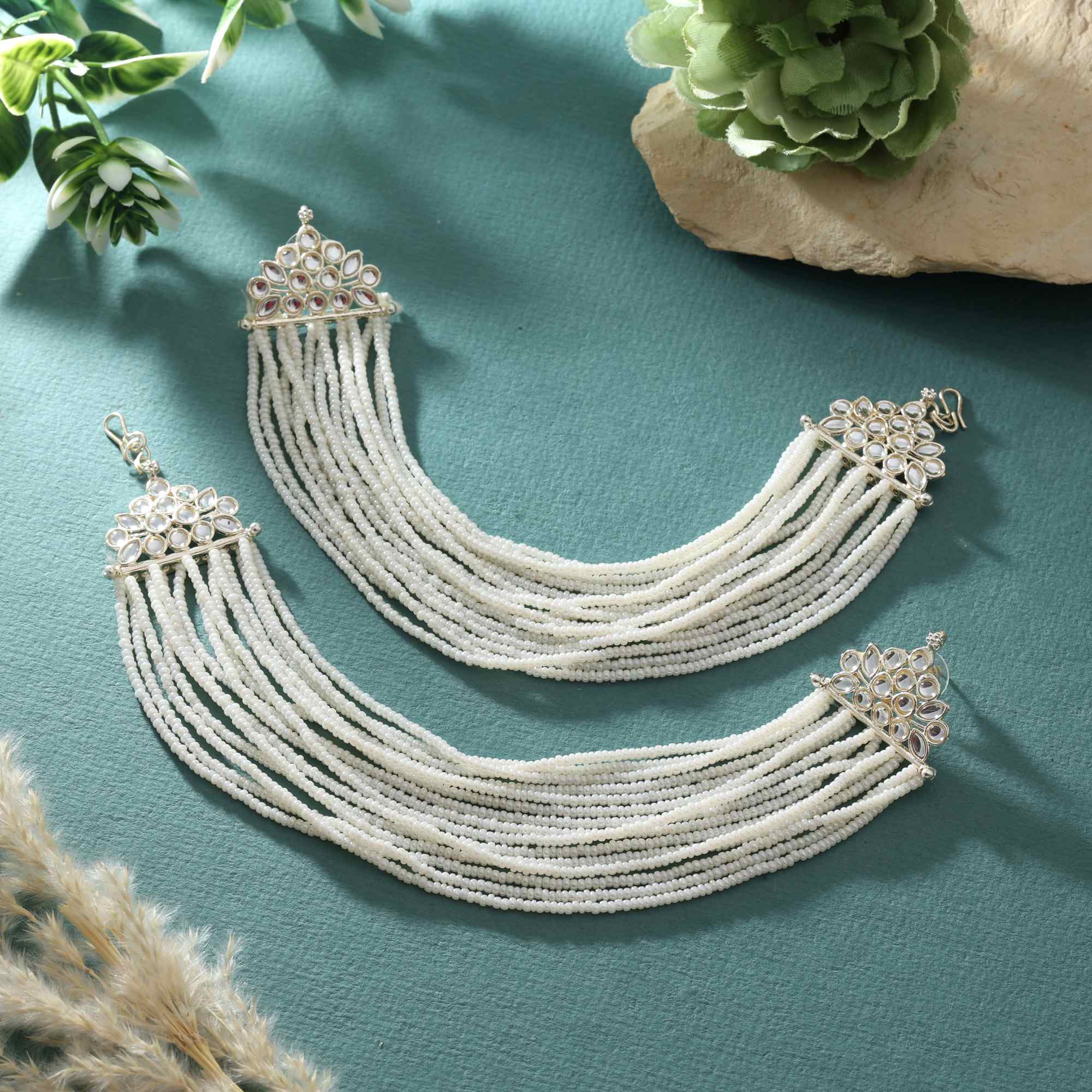 White Color Earrings With Delicate Finish For Classic And Modern Outfits