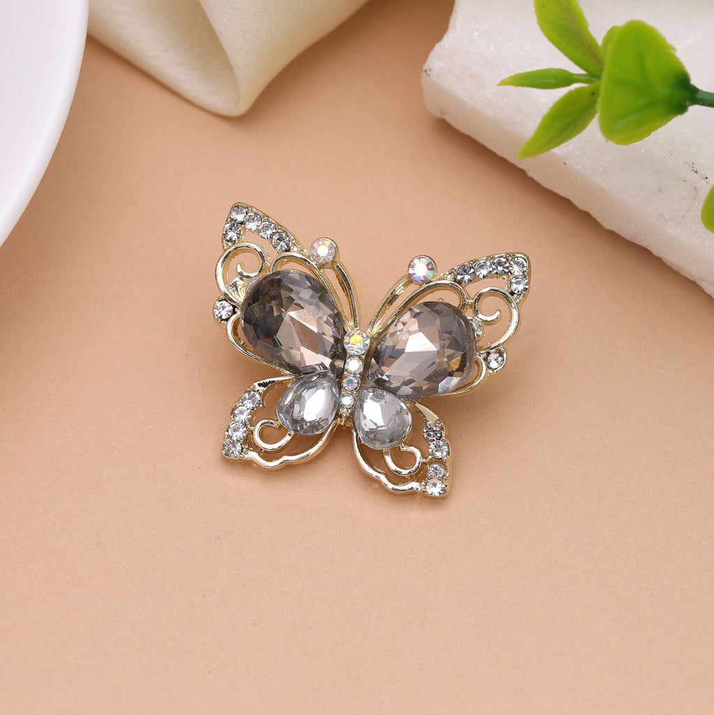 Grey Color Butterfly Design Brooch Premium Design