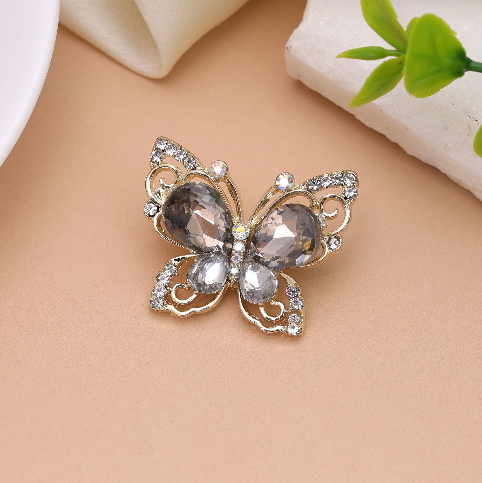 Grey Color Butterfly Design Brooch Premium Design