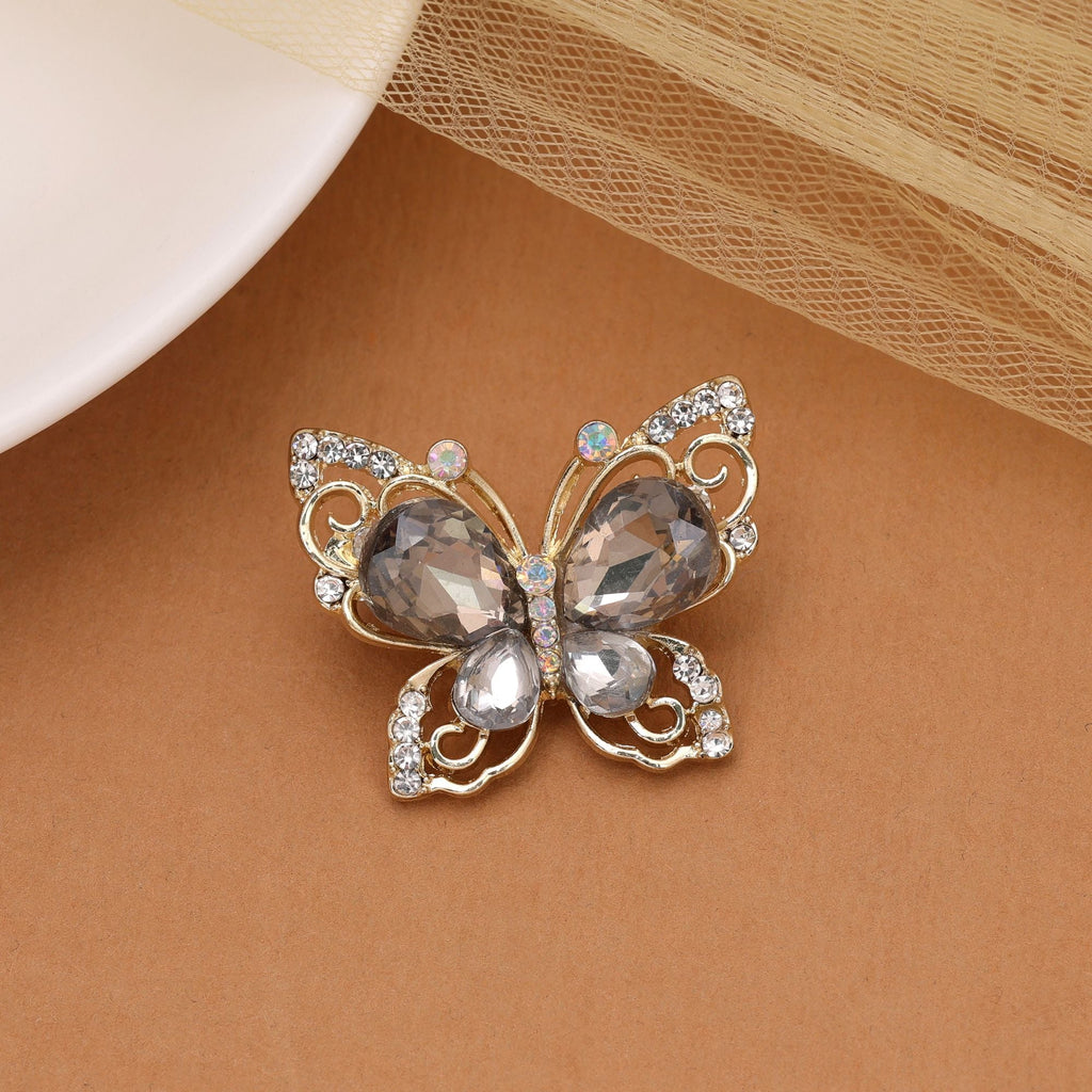 Grey Color Butterfly Design Brooch Premium Design