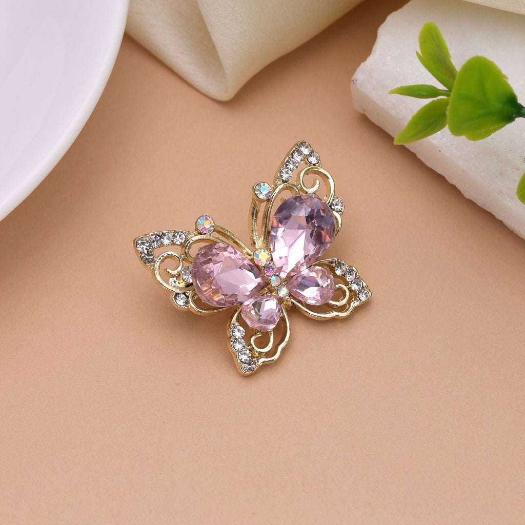 Light Pink Color Butterfly Design Brooch Stylish Look