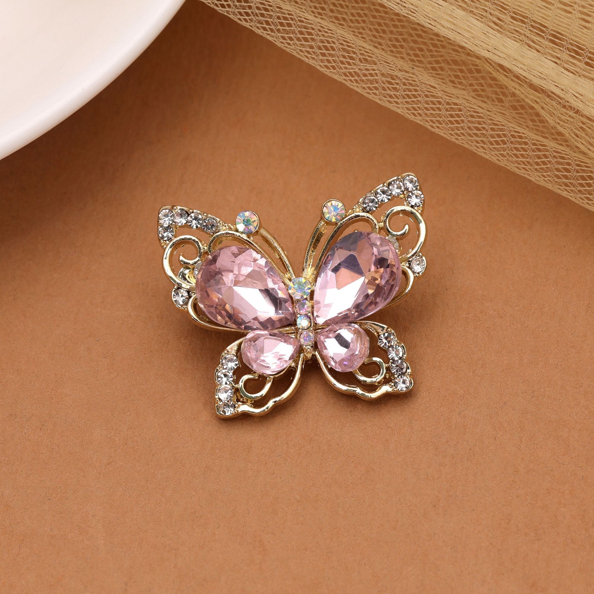 Light Pink Color Butterfly Design Brooch Stylish Look