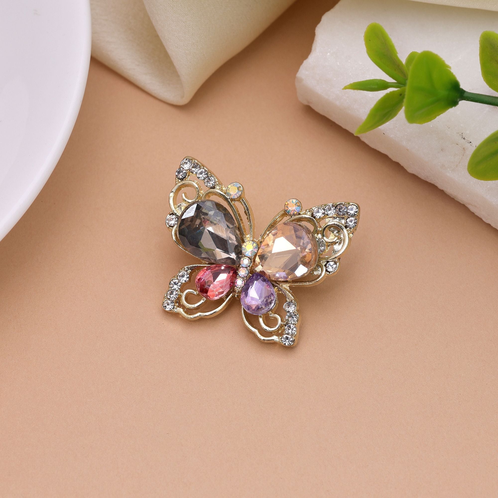 Multi Color Butterfly Design Brooch Vibrant Accessory