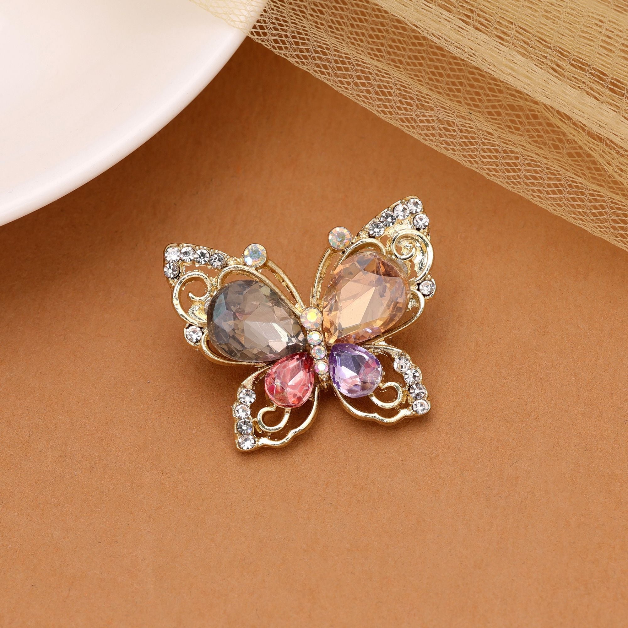Multi Color Butterfly Design Brooch Vibrant Accessory