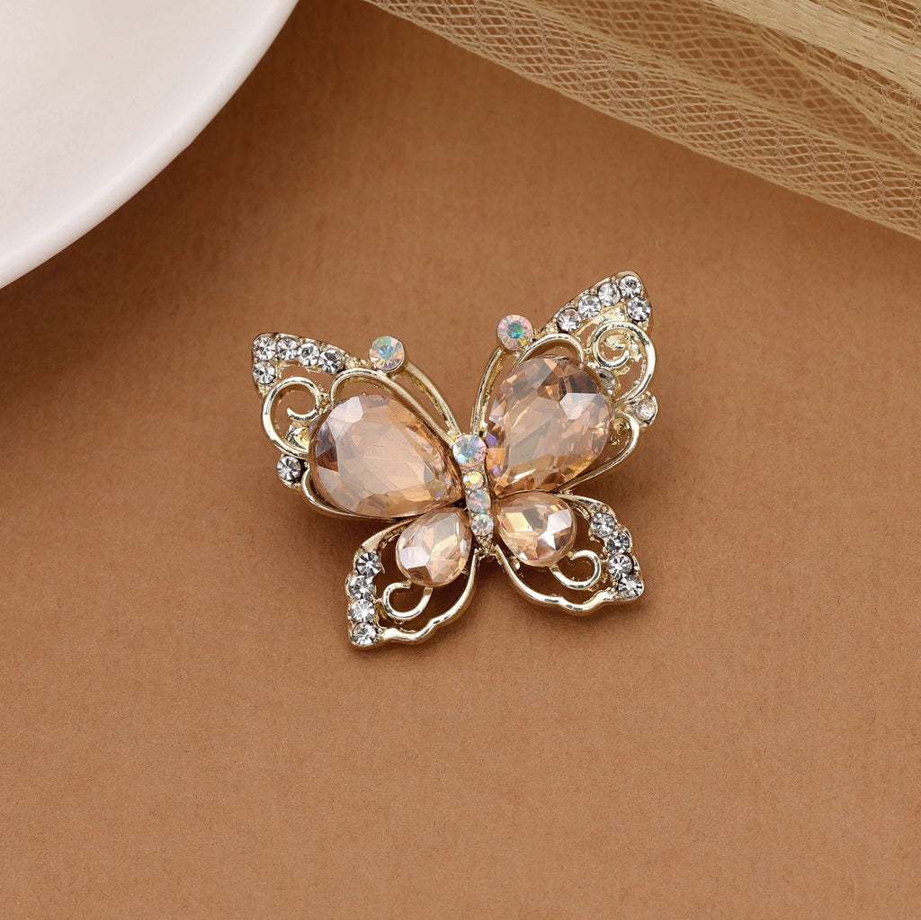 Peach Color Butterfly Design Brooch Trendy Style