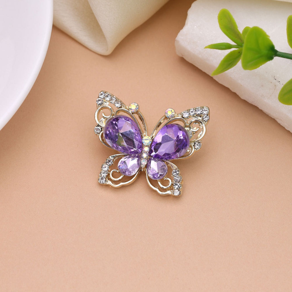 Purple Color Butterfly Design Brooch Designer Fashion