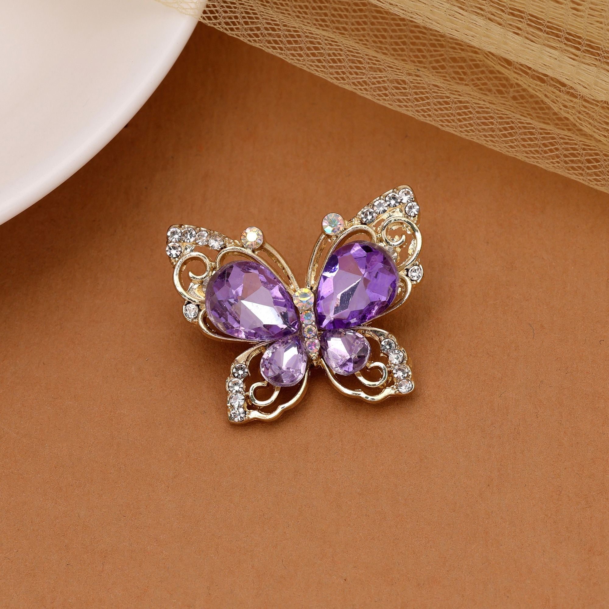 Purple Color Butterfly Design Brooch Designer Fashion