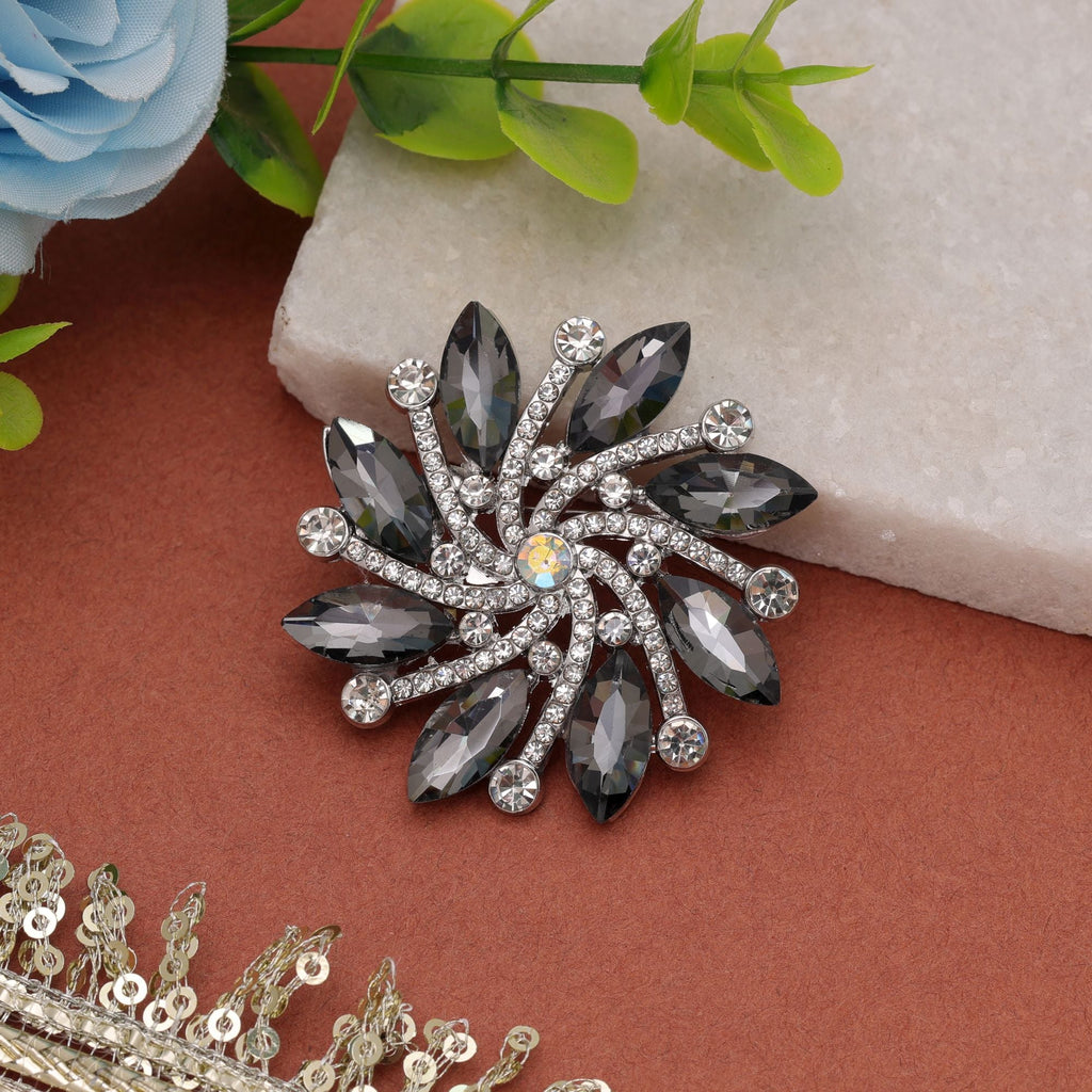 Black Color Floral Design Brooch Premium Fashion Look