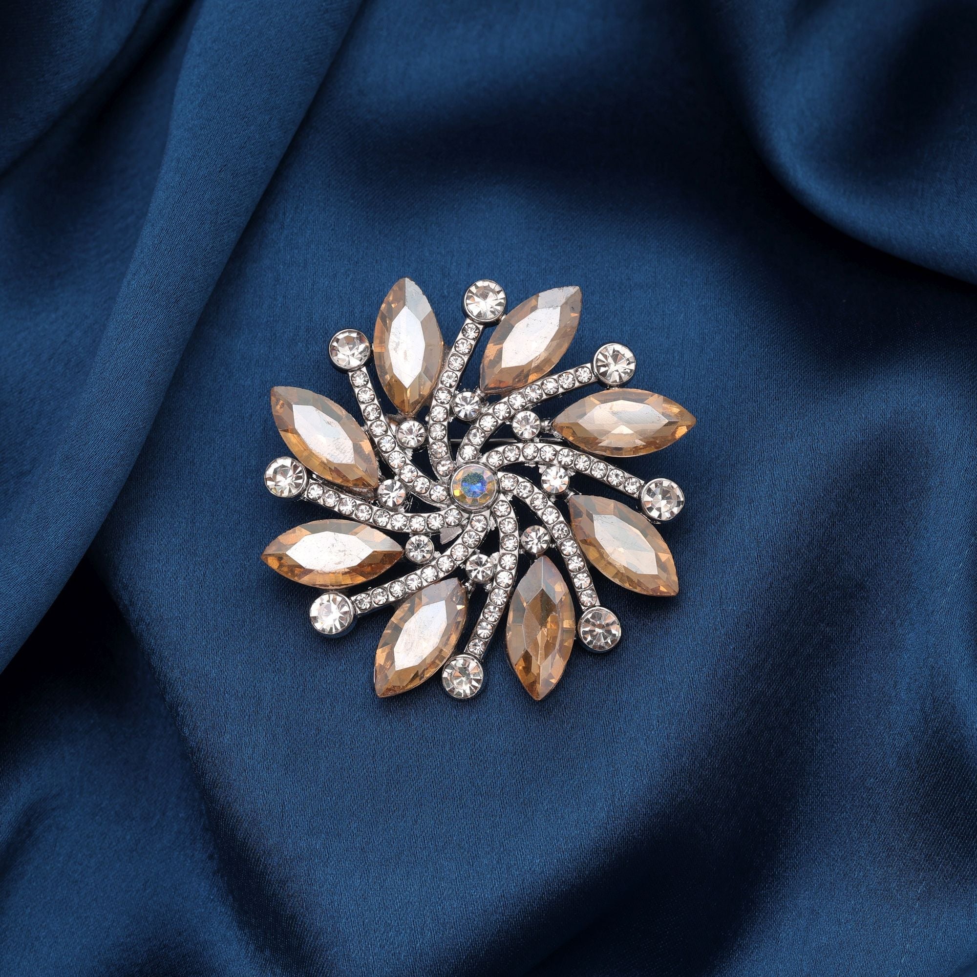Light Yellow Color Floral Design Brooch Trendy Style
