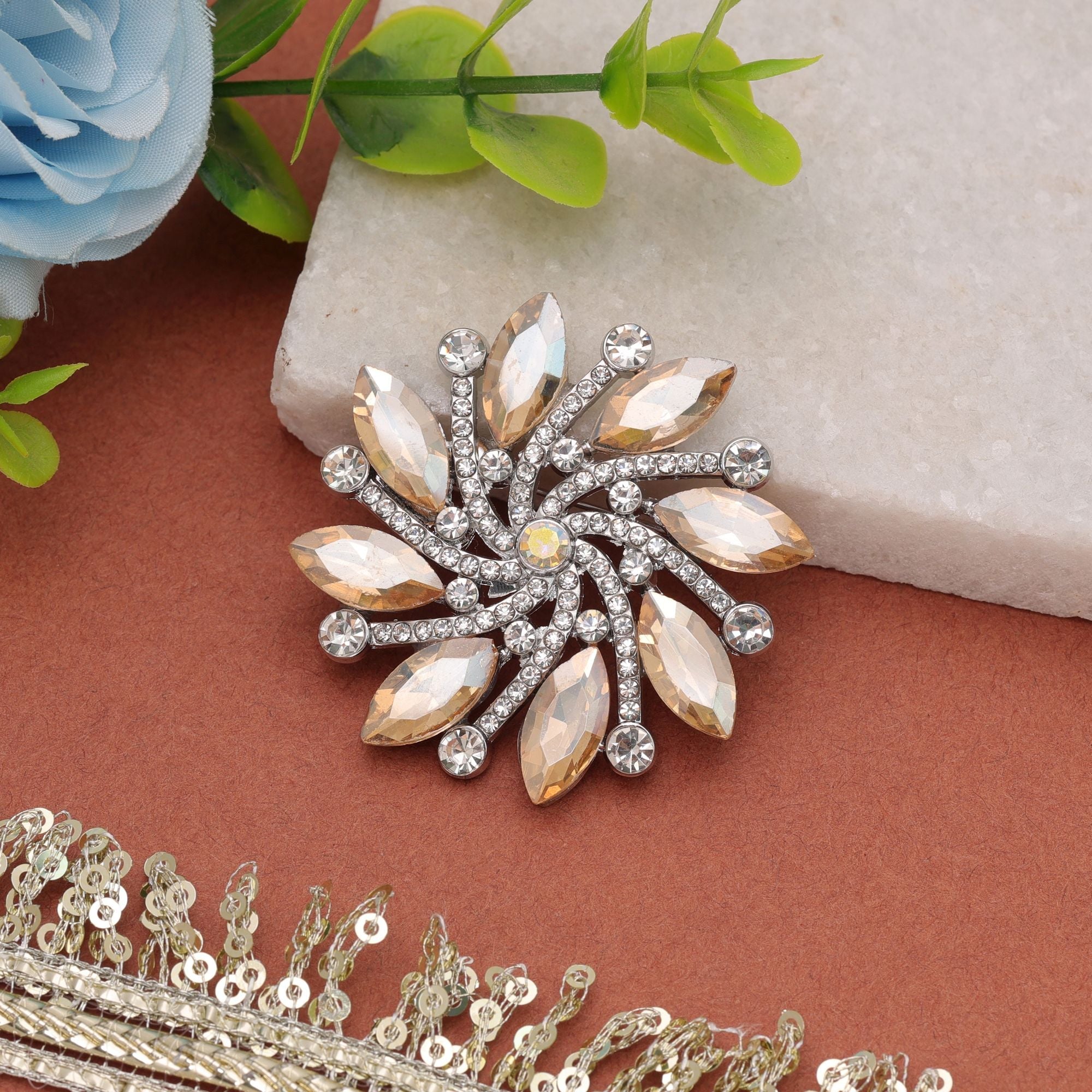 Light Yellow Color Floral Design Brooch Trendy Style