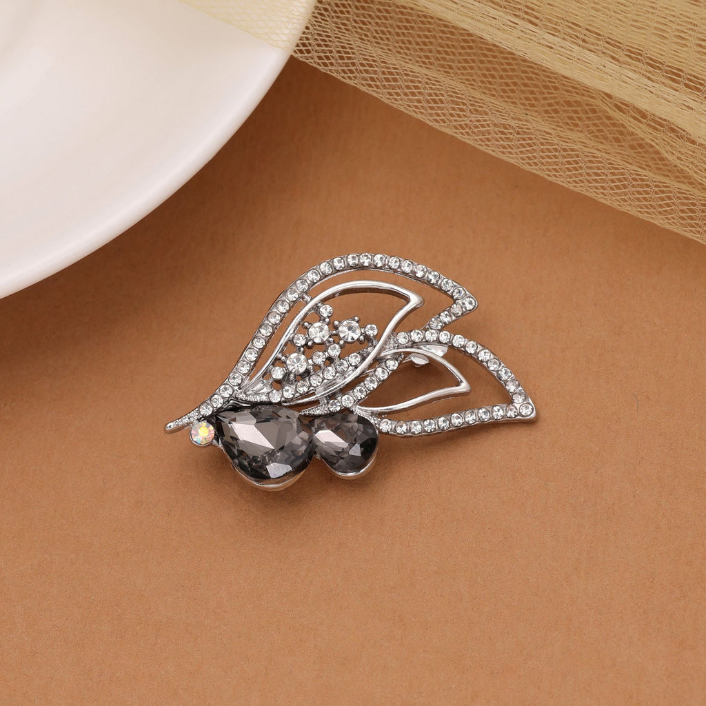 Black Color Leaf Design Brooch Nature Inspired Design