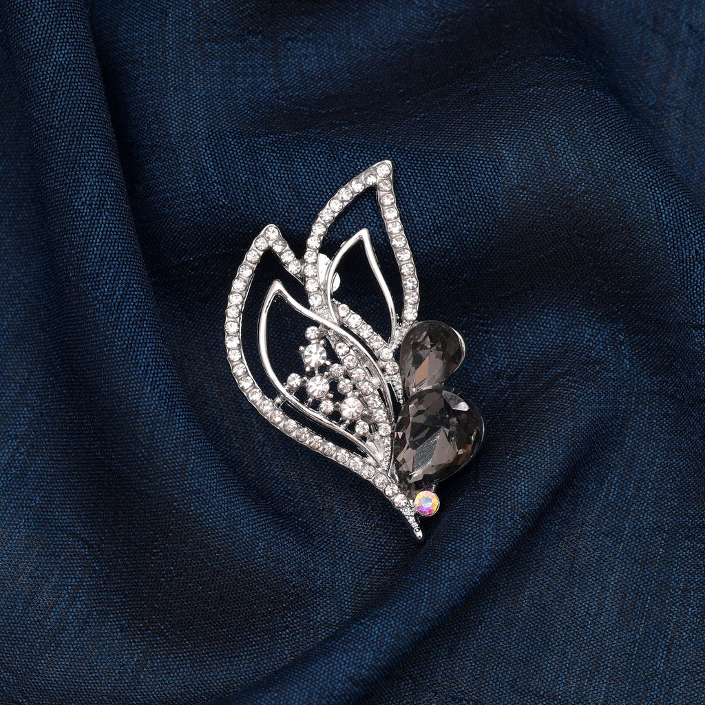 Black Color Leaf Design Brooch Nature Inspired Design